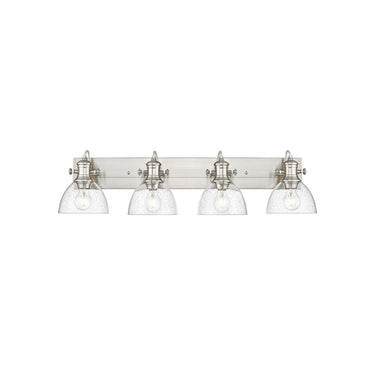 Golden Lighting 3118-BA4 BLK-SD Hines 4 Light Bath Vanity in Matte Black with Seeded Glass - Crescent Harbor