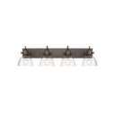 Golden Lighting 3118-BA4 BLK-SD Hines 4 Light Bath Vanity in Matte Black with Seeded Glass - Crescent Harbor