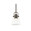 Golden Lighting 3118-M1L Hines Mini Pendant with Opal Glass - Crescent Harbor