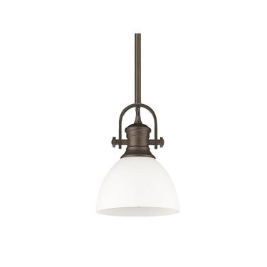 Golden Lighting 3118-M1L Hines Mini Pendant with Opal Glass - Crescent Harbor