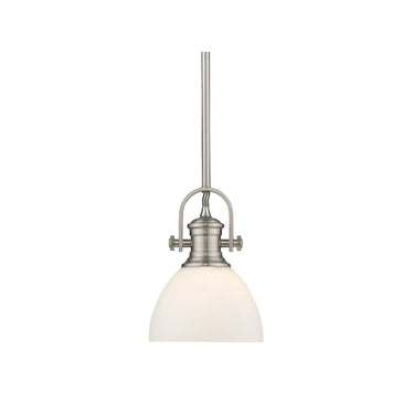 Golden Lighting 3118-M1L Hines Mini Pendant with Opal Glass - Crescent Harbor