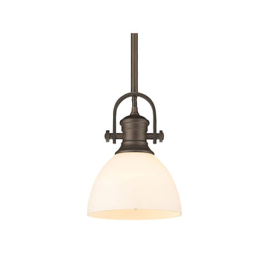 Golden Lighting 3118-M1L Hines Mini Pendant with Opal Glass - Crescent Harbor