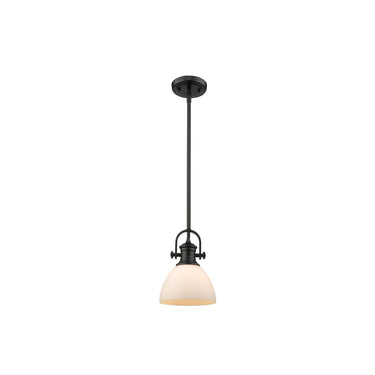 Golden Lighting 3118-M1L Hines Mini Pendant with Opal Glass - Crescent Harbor