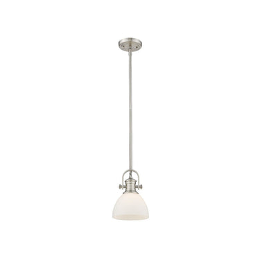 Golden Lighting 3118-M1L Hines Mini Pendant with Opal Glass - Crescent Harbor