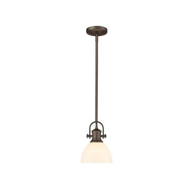Golden Lighting 3118-M1L Hines Mini Pendant with Opal Glass - Crescent Harbor