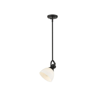 Golden Lighting 3118-M1L Hines Mini Pendant with Opal Glass - Crescent Harbor