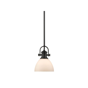 Golden Lighting 3118-M1L Hines Mini Pendant with Opal Glass - Crescent Harbor