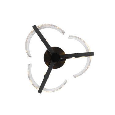 Golden Lighting 3162-3P BLK-HWG Varsha 3 Light Pendant in Matte Black with Hammered Water Glass - Crescent Harbor
