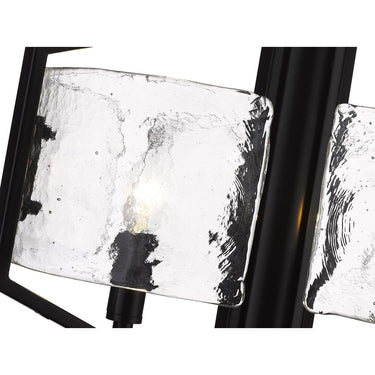 Golden Lighting 3162-3P BLK-HWG Varsha 3 Light Pendant in Matte Black with Hammered Water Glass - Crescent Harbor