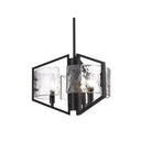 Golden Lighting 3162-3P BLK-HWG Varsha 3 Light Pendant in Matte Black with Hammered Water Glass - Crescent Harbor