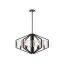 Golden Lighting 3162-6 BLK-HWG Varsha 6 Light Chandelier in Matte Black with Hammered Water Glass - Crescent Harbor