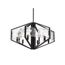 Golden Lighting 3162-6 BLK-HWG Varsha 6 Light Chandelier in Matte Black with Hammered Water Glass - Crescent Harbor