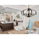 Golden Lighting 3162-6 BLK-HWG Varsha 6 Light Chandelier in Matte Black with Hammered Water Glass - Crescent Harbor
