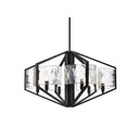 Golden Lighting 3162-6 BLK-HWG Varsha 6 Light Chandelier in Matte Black with Hammered Water Glass - Crescent Harbor