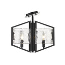 Golden Lighting 3162-SF BLK-HWG Varsha Semi-Flush in Matte Black with Hammered Water Glass - Crescent Harbor