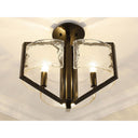 Golden Lighting 3162-SF BLK-HWG Varsha Semi-Flush in Matte Black with Hammered Water Glass - Crescent Harbor