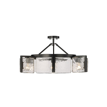 Golden Lighting 3164-6SF BLK-HWG 6-Light Semi-Flush - Crescent Harbor