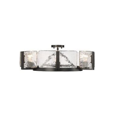 Golden Lighting 3164-6SF BLK-HWG 6-Light Semi-Flush - Crescent Harbor