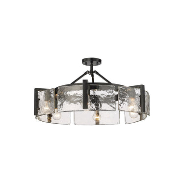Golden Lighting 3164-6SF BLK-HWG 6-Light Semi-Flush - Crescent Harbor