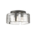 Golden Lighting 3164-FM BLK-HWG Aenon Flush Mount in Matte Black with Hammered Water Glass - Crescent Harbor