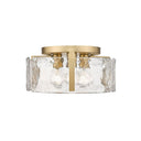 Golden Lighting 3164-FM BLK-HWG Aenon Flush Mount in Matte Black with Hammered Water Glass - Crescent Harbor