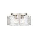 Golden Lighting 3164-FM BLK-HWG Aenon Flush Mount in Matte Black with Hammered Water Glass - Crescent Harbor
