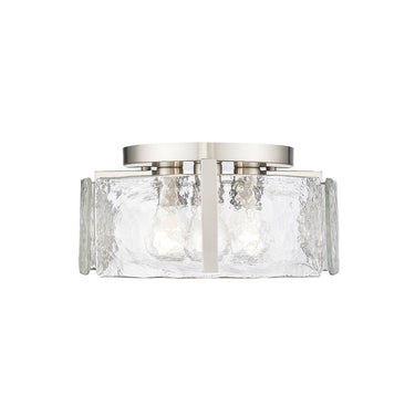 Golden Lighting 3164-FM BLK-HWG Aenon Flush Mount in Matte Black with Hammered Water Glass - Crescent Harbor