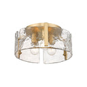 Golden Lighting 3164-FM BLK-HWG Aenon Flush Mount in Matte Black with Hammered Water Glass - Crescent Harbor
