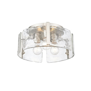 Golden Lighting 3164-FM BLK-HWG Aenon Flush Mount in Matte Black with Hammered Water Glass - Crescent Harbor