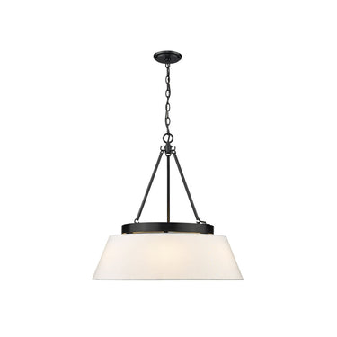Golden Lighting 3189-6 BLK-MWS Penn Chandelier in Matte Black with Modern White Shade - Crescent Harbor