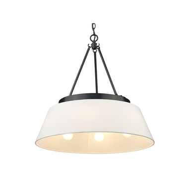 Golden Lighting 3189-6 BLK-MWS Penn Chandelier in Matte Black with Modern White Shade - Crescent Harbor