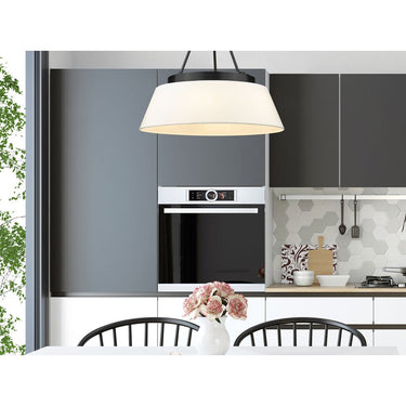 Golden Lighting 3189-6 BLK-MWS Penn Chandelier in Matte Black with Modern White Shade - Crescent Harbor