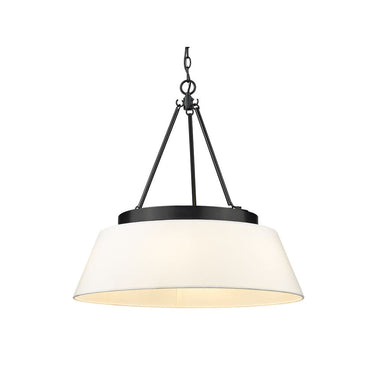 Golden Lighting 3189-6 BLK-MWS Penn Chandelier in Matte Black with Modern White Shade - Crescent Harbor