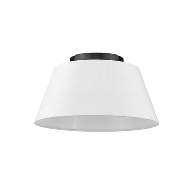 Golden Lighting 3189-FM BLK-MWS Penn Flush Mount in Matte Black with Modern White Shade - Crescent Harbor