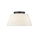 Golden Lighting 3189-FM BLK-MWS Penn Flush Mount in Matte Black with Modern White Shade - Crescent Harbor
