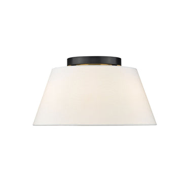 Golden Lighting 3189-FM BLK-MWS Penn Flush Mount in Matte Black with Modern White Shade - Crescent Harbor