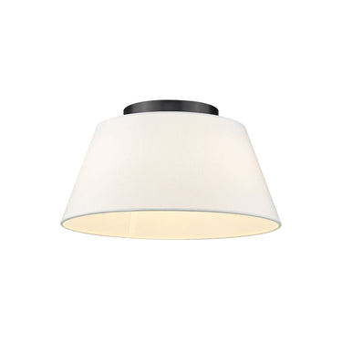 Golden Lighting 3189-FM BLK-MWS Penn Flush Mount in Matte Black with Modern White Shade - Crescent Harbor