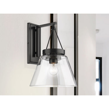 Golden Lighting 3189-WSC BLK-CLR 1 Light Wall Sconce - Crescent Harbor