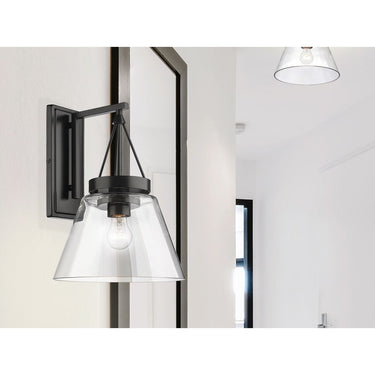 Golden Lighting 3189-WSC BLK-CLR 1 Light Wall Sconce - Crescent Harbor