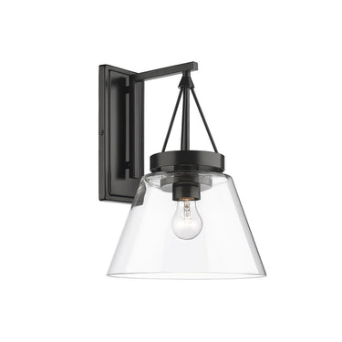 Golden Lighting 3189-WSC BLK-CLR 1 Light Wall Sconce - Crescent Harbor