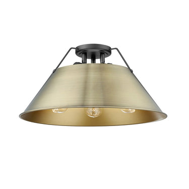 Golden Lighting 3306-3FM BLK-BLK Orwell BLK 3 Light Flush Mount in Matte Black with Matte Black Shade - Crescent Harbor