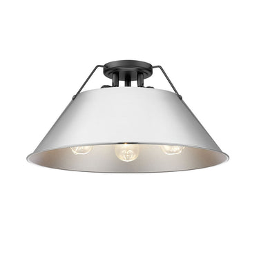 Golden Lighting 3306-3FM BLK-BLK Orwell BLK 3 Light Flush Mount in Matte Black with Matte Black Shade - Crescent Harbor
