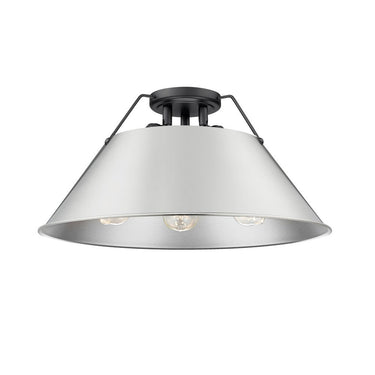 Golden Lighting 3306-3FM BLK-BLK Orwell BLK 3 Light Flush Mount in Matte Black with Matte Black Shade - Crescent Harbor