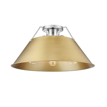 Golden Lighting 3306-3FM BLK-BLK Orwell BLK 3 Light Flush Mount in Matte Black with Matte Black Shade - Crescent Harbor