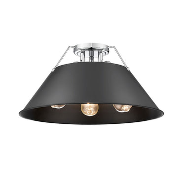 Golden Lighting 3306-3FM BLK-BLK Orwell BLK 3 Light Flush Mount in Matte Black with Matte Black Shade - Crescent Harbor