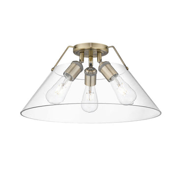 Golden Lighting 3306-3FM BLK-BLK Orwell BLK 3 Light Flush Mount in Matte Black with Matte Black Shade - Crescent Harbor