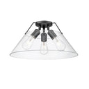 Golden Lighting 3306-3FM BLK-BLK Orwell BLK 3 Light Flush Mount in Matte Black with Matte Black Shade - Crescent Harbor