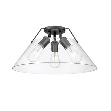 Golden Lighting 3306-3FM BLK-BLK Orwell BLK 3 Light Flush Mount in Matte Black with Matte Black Shade - Crescent Harbor