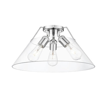 Golden Lighting 3306-3FM BLK-BLK Orwell BLK 3 Light Flush Mount in Matte Black with Matte Black Shade - Crescent Harbor