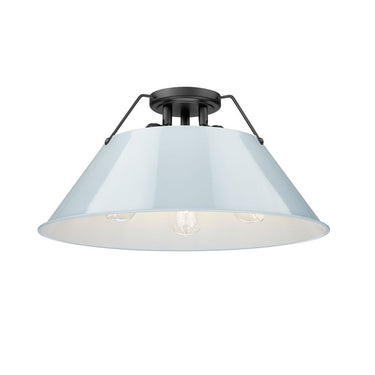 Golden Lighting 3306-3FM BLK-BLK Orwell BLK 3 Light Flush Mount in Matte Black with Matte Black Shade - Crescent Harbor
